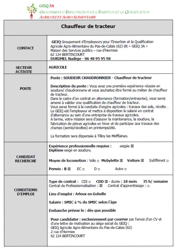 Offre d emploi agriculteur